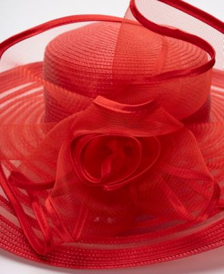 Sheer Wide Brim Rosette Hat