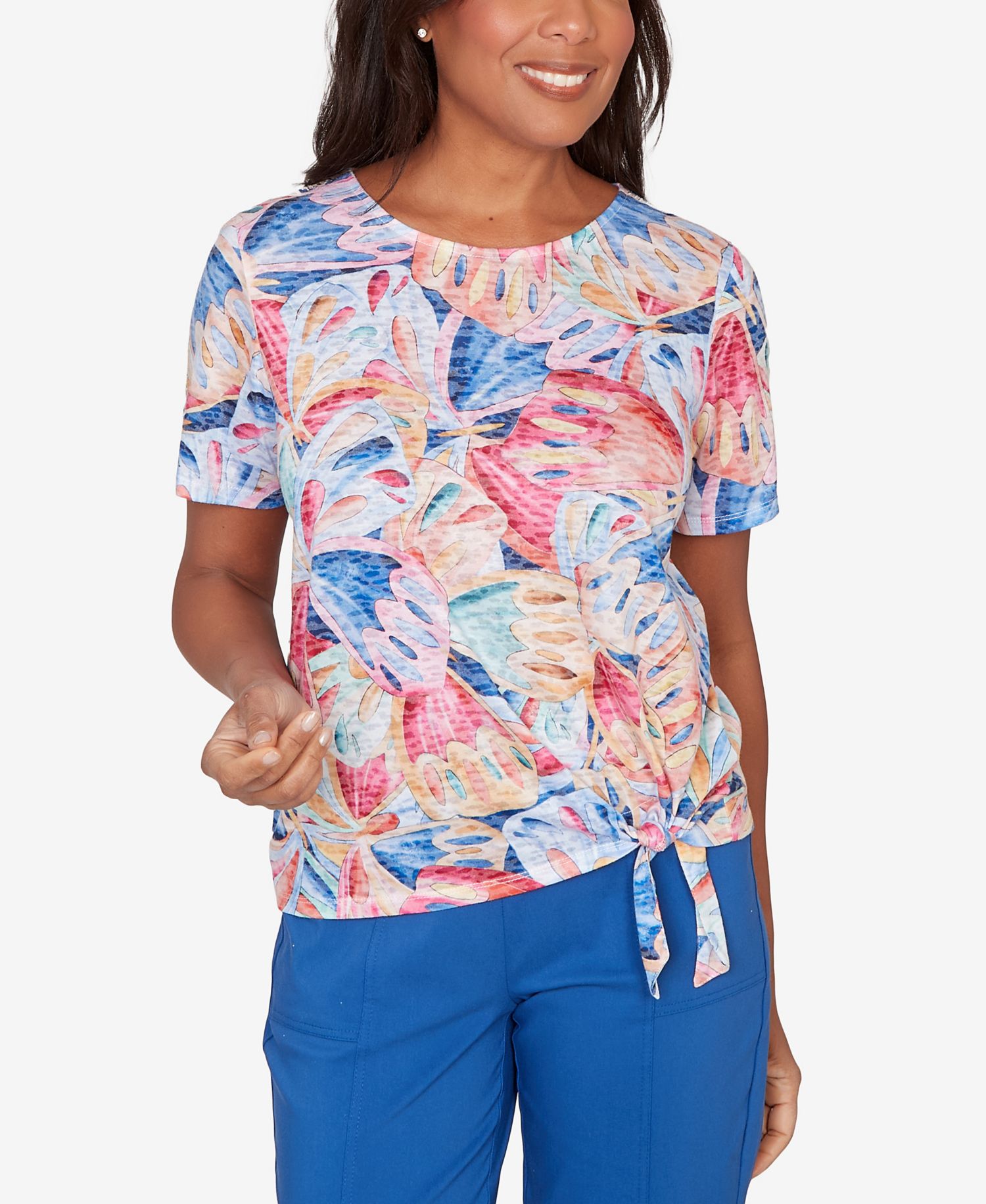 Petite The Royal Treatment Butterfly Wing Tie-Front T-Shirt