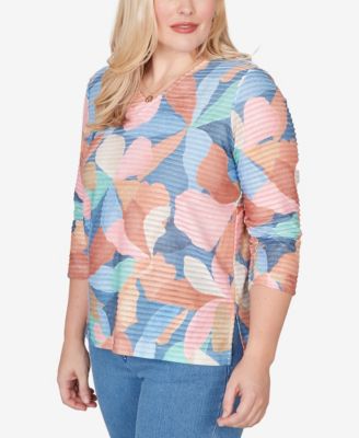 Petite Beachcomber Abstract Floral V-Neck Top