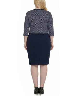 Plus Size 3/4 Sleeve Jacket and Dress Set