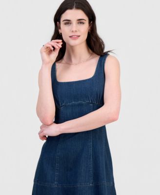 Juniors' Denim Drop-Waist Midi Dress