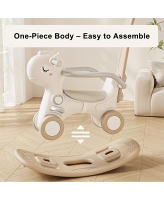 4-in-1 Musical Rocking Horse for Toddlers, Converts to Ride-On Toy, Walker & Balance Board