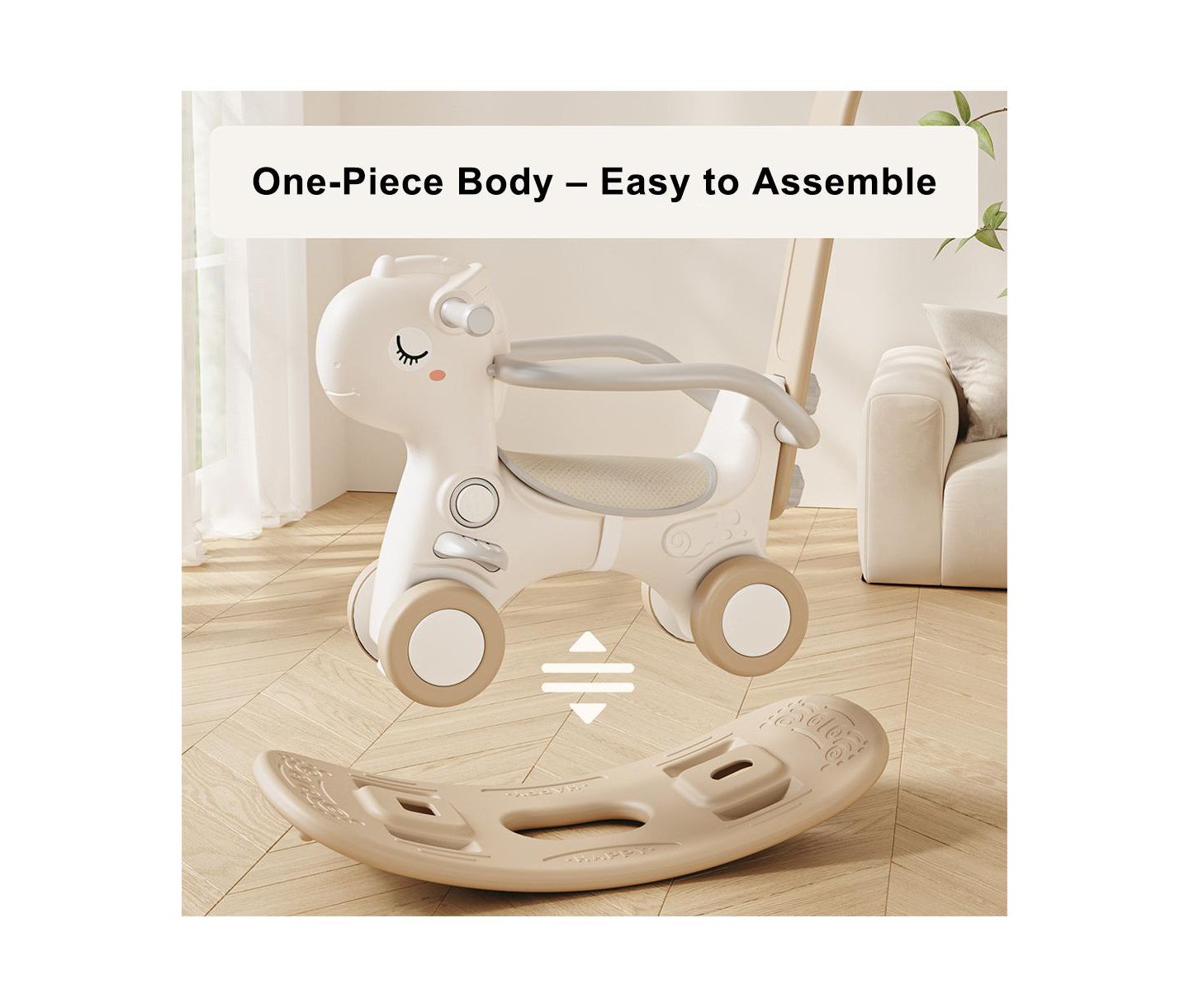 Детская игрушка Bruce & Shark 4-in-1 Musical Rocking Horse, Converts to Ride-On, Walker & Balance Board, 80 lbs, Ages 1+, цвет: Коричневый — фото 7