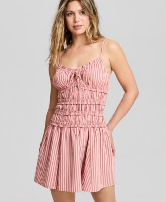 Women's Striped Ruffle-Trim Mini Dress