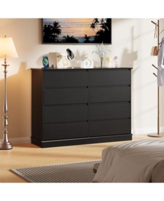 8-Drawer Dresser for Bedroom – Wide Oak Chest with Spacious Top, Modern Wooden Storage Organizer for Closet, Living Room, Hallway