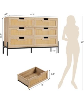 + 6-Drawer + Rattan & Wood + Farmhouse/Modern Style + Dresser