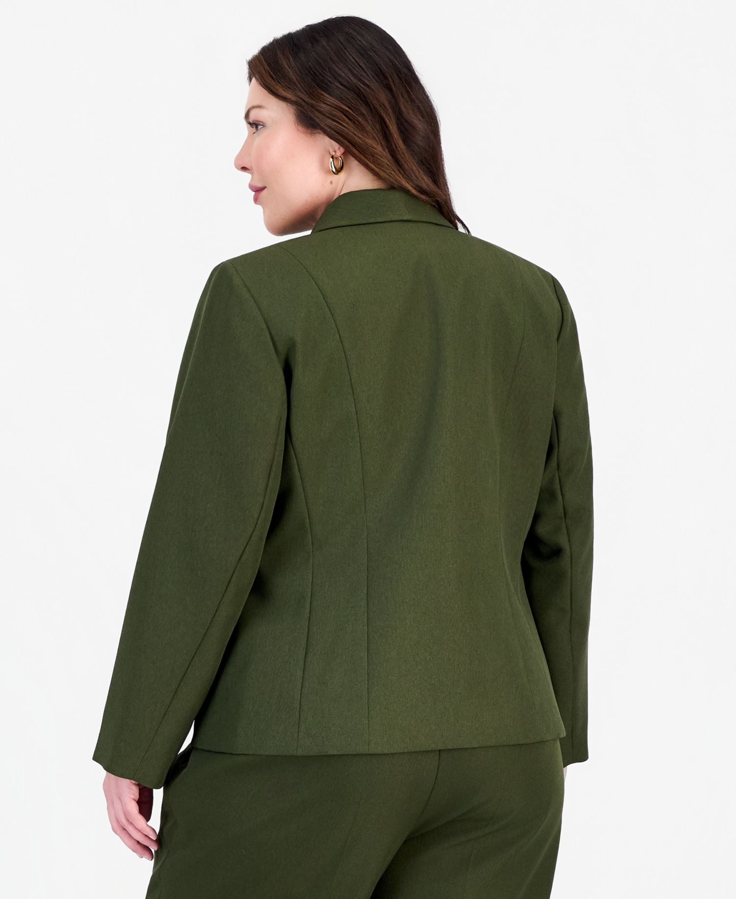Plus Size Two-Button Shawl Collar Blazer & Pant Suit