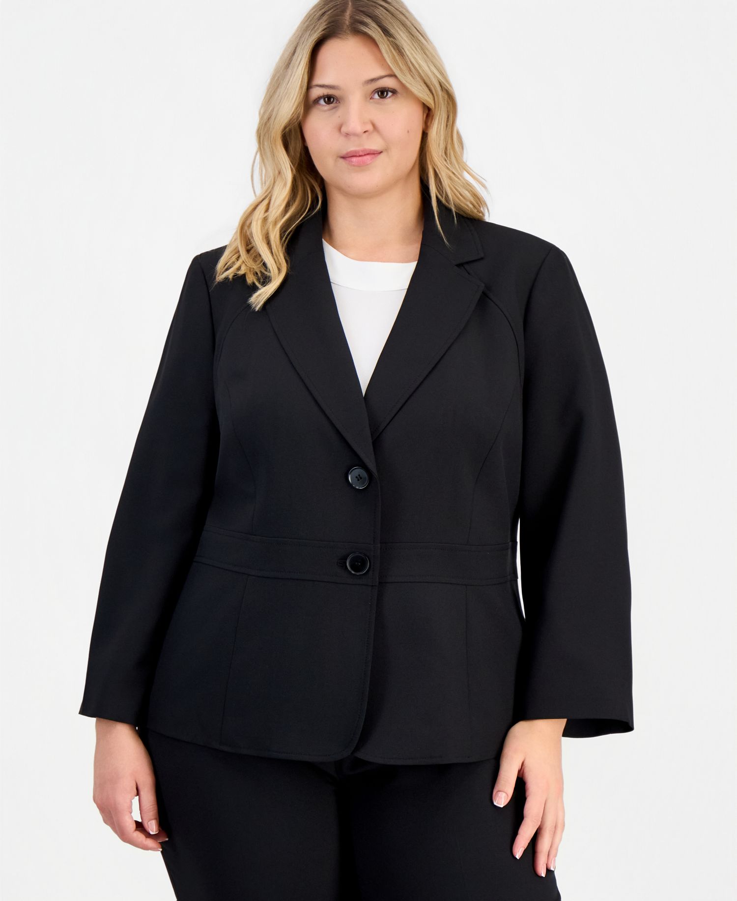 Plus Size Two-Button Waist-Inset 2 Piece Pantsuit