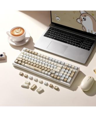 132 Keys MOA Keycaps, Dye-Sublimation PBT Custom Keycap Set, Cute Bear Customized Pattern Keycaps for MX Switches Mechanical Gaming Keyboard