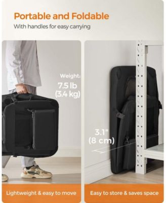 Foldable Soft Dog Crate, Portable Carrier with Steel Frame, Mesh Windows, Storage Pockets