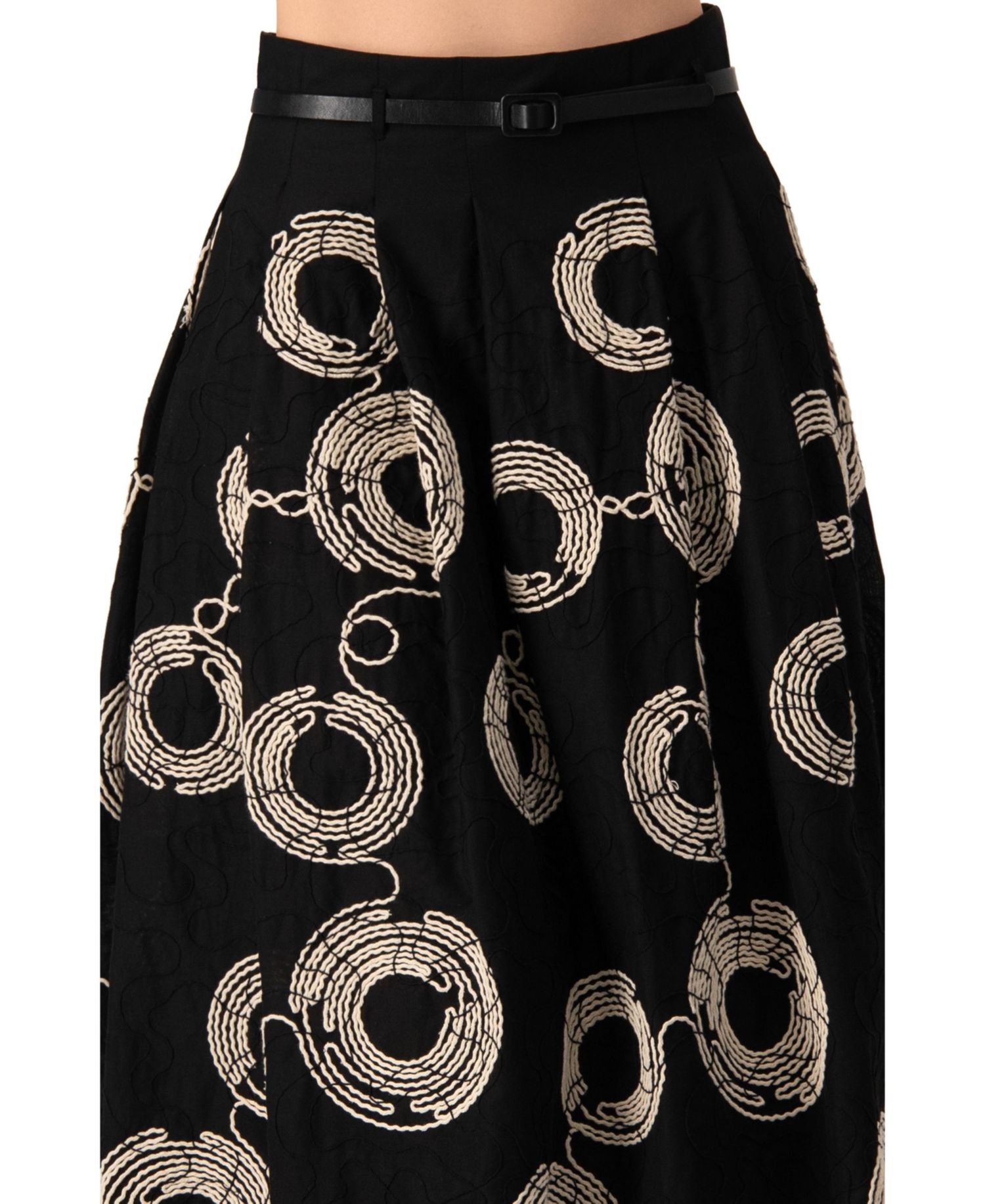 Women's Embroidered Midi Skirt with Belt