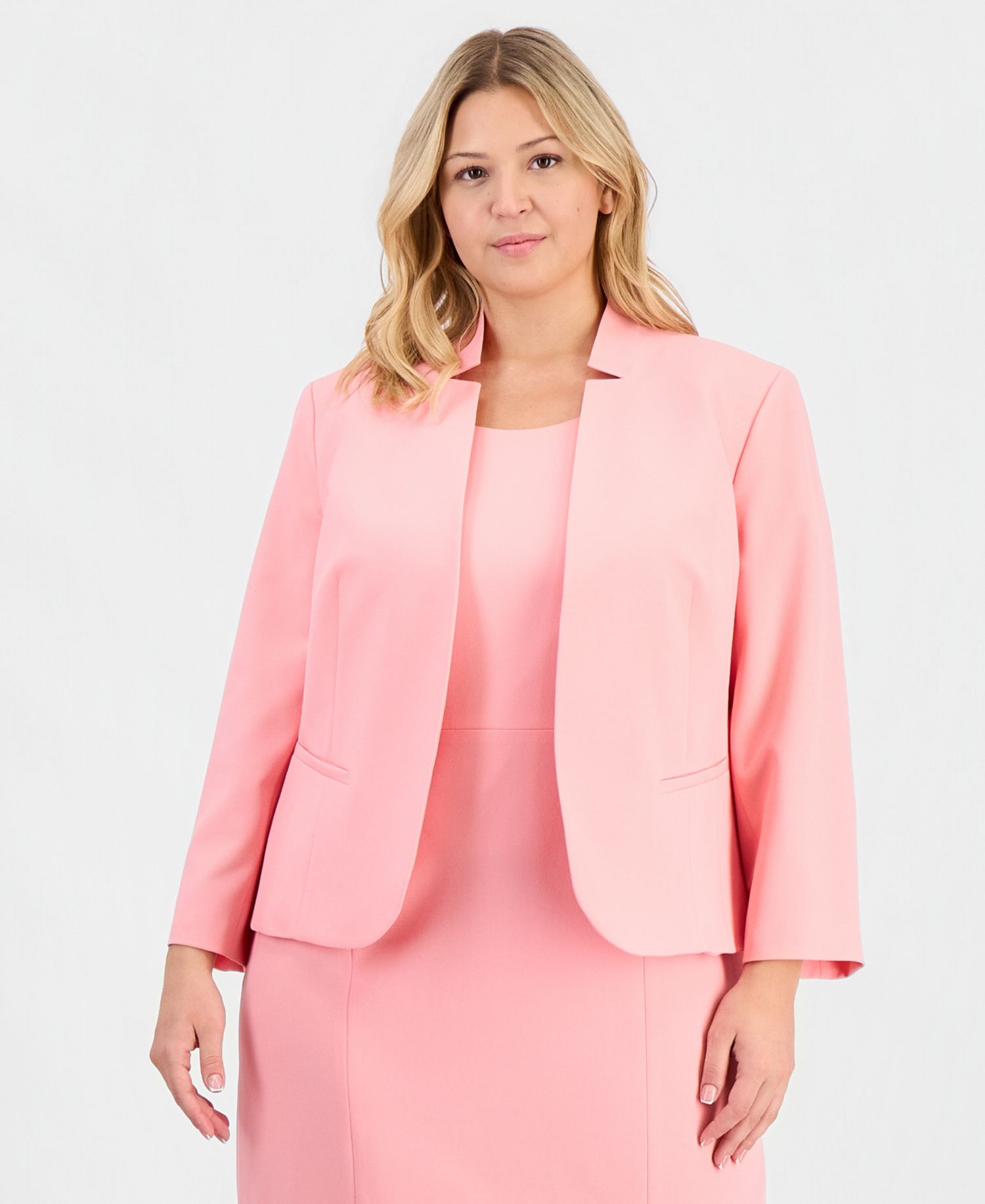 Plus Size Kiss-Front Cutout-Collar 2 Piece Dress Suit