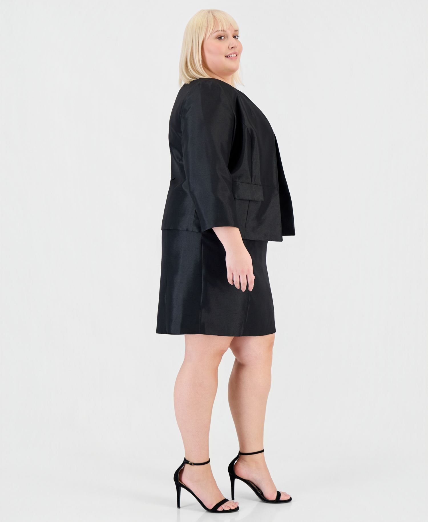 Plus Size Open-Front Jacket & Sleeveless Sheath Dress
