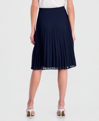 Women's Solid-Color Pleated Chiffon Midi Skirt