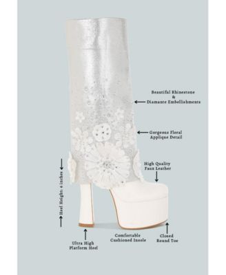 Women's Sundra Floral Applique Platform Heeled Boots