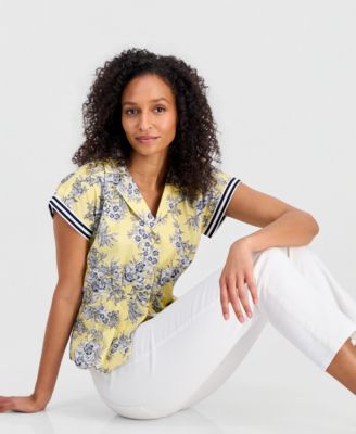 Women's Cotton Toile Button-Front Blouse