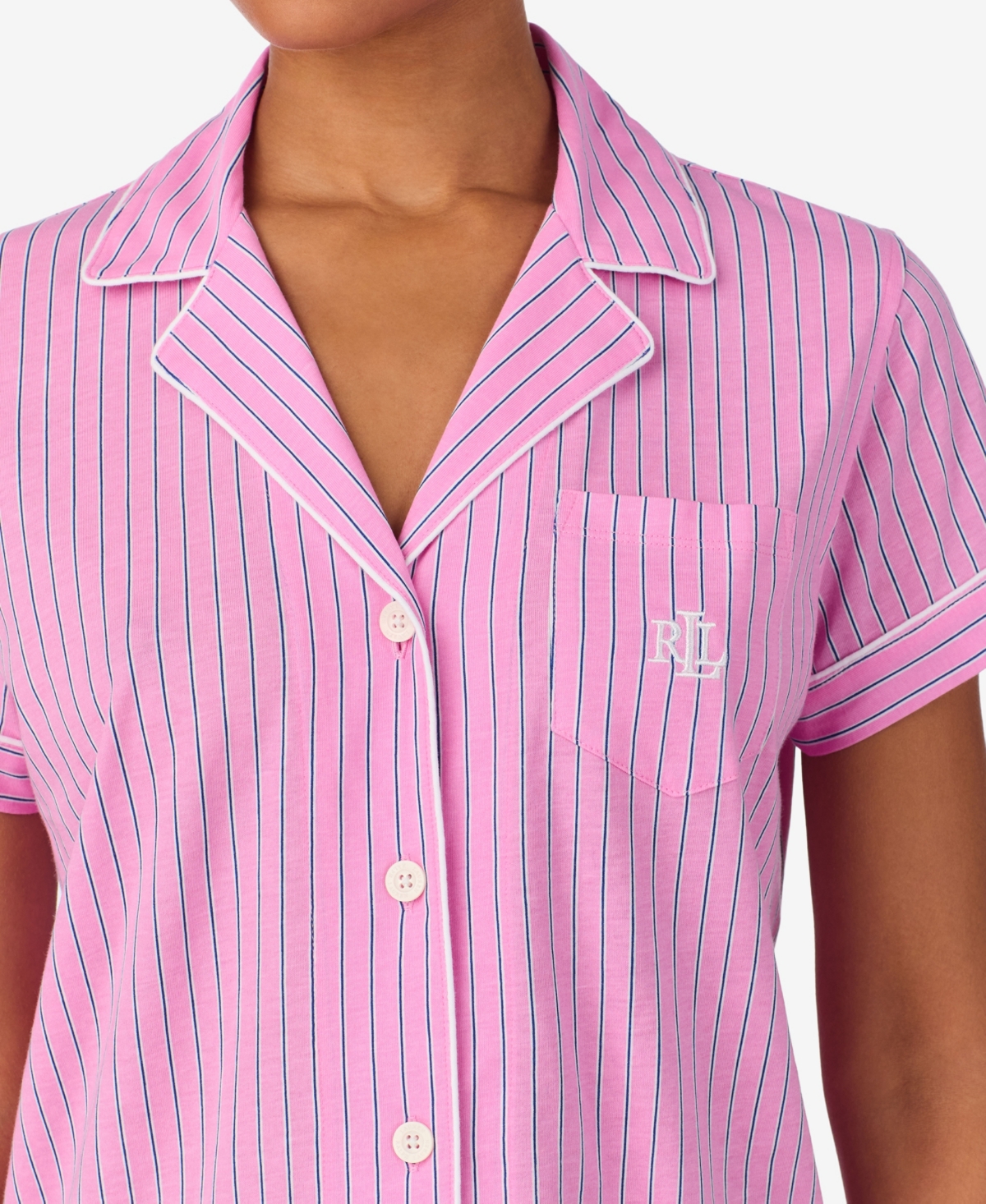 Lauren Ralph Women's 2-Piece Notch Collar Shirt & Bermuda Shorts Pajama Set