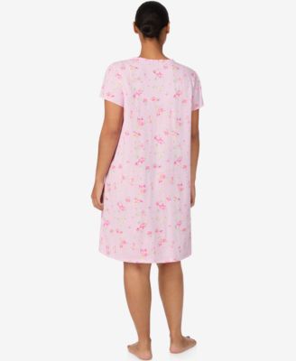 Plus-Size Short-Sleeve Ruffle V-Neck Sleep Gown