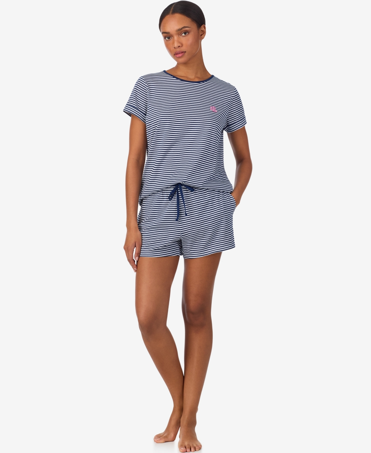 Lauren Ralph Women's 2-Piece Short-Sleeve Crewneck Top and Shorts Pajama Set