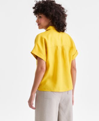 Women's 100% Linen Tie-Front Shirt