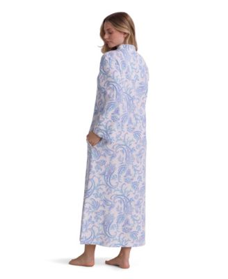 Women's Printed Zipper Long Sleepwear Robe