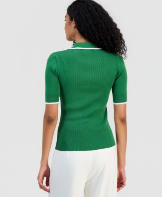 Women's Johnny-Collar Half-Sleeve Top