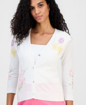 Women's Pointelle V-Neck Cardigan