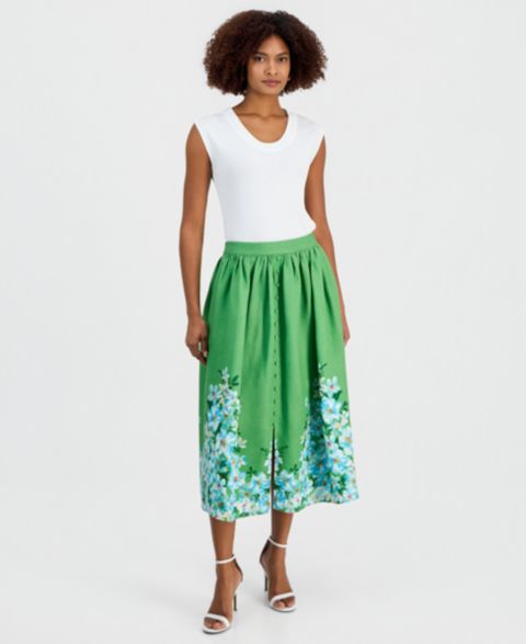 Женская юбка T Tahari Placed Floral Midi, цвет: Daisy Spring Meadow