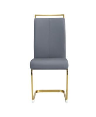 Modern Gray PU Leather Dining Chairs (Set of 2)