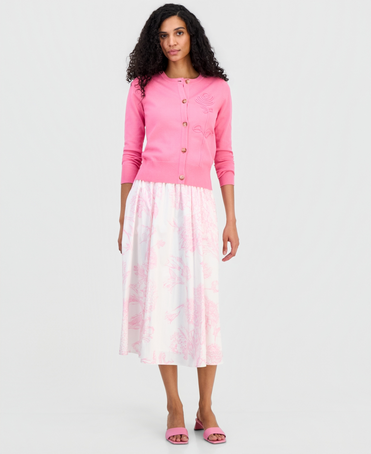 T Tahari Women's Rose-Soutache Cardigan