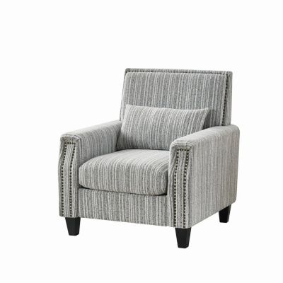 Modern Striped Accent Chair with Nailhead Trim