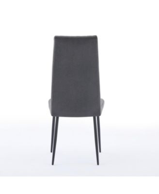 Dark Grey Velvet Dining Chairs - Set of 2, Adjustable Feet