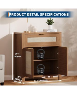 goamon PeakPursuit Rattan Sideboard Buffet Cabinet, Modern Farmhouses Storage Cabinet with Drawer & 2 Doors