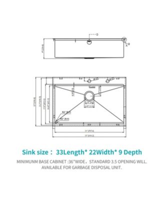 33x22x9inch Gunmetal Black Kitchen Sink Drop In Workstation Stainless Steel 16 Gauge