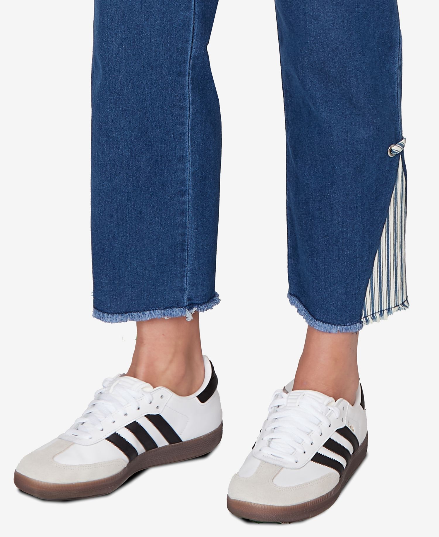 Plus Size Nautical Stripe Inset Slim Fit Jean