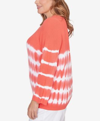 Plus Size Tie Dye Cotton Raglan Sweater