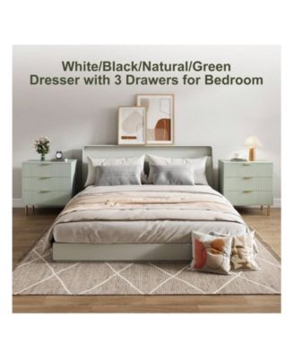 3-Drawer Wood Dresser Chest, Large Modern Nightstand Storage Organizer for Bedroom Clothes