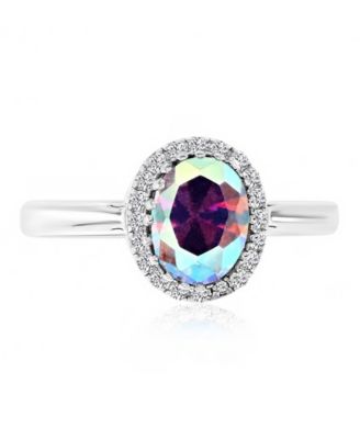 Aurora Borealis (2.3 ct. t.w.) and Cubic Zirconia (2.3 ct. t.w.) Oval Engagement Ring