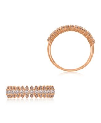 Coffee Cubic Zirconia (0.52 ct. t.w.) and Morganite (0.65 ct. t.w.) Spike Ring in 14k Rose Gold Over Sterling Silver