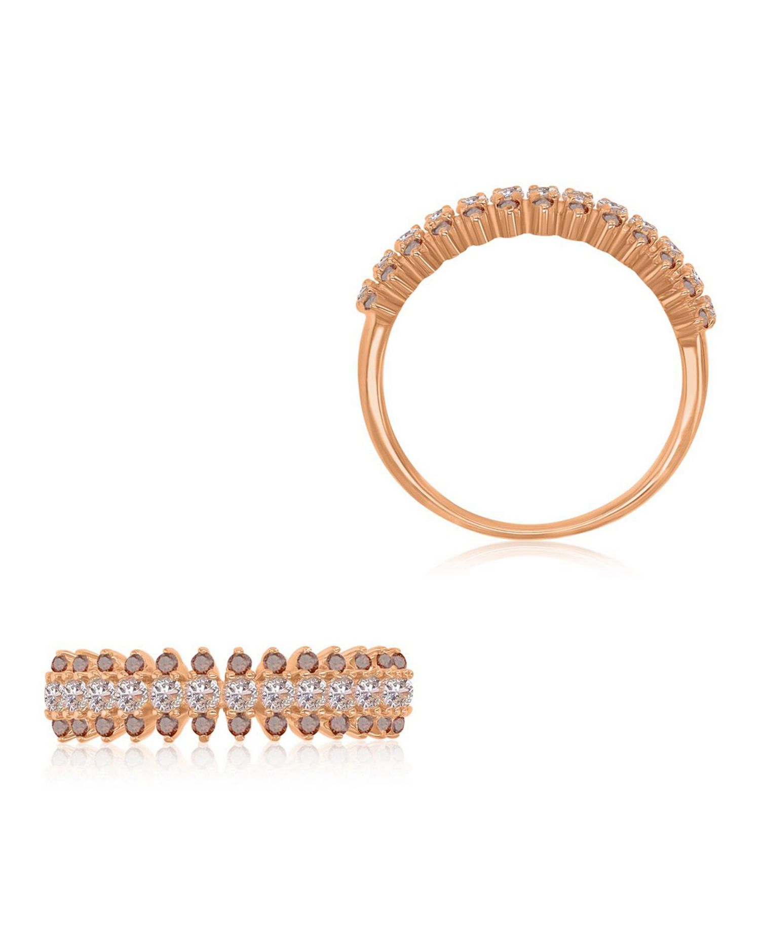 Coffee Cubic Zirconia (0.52 ct. t.w.) and Morganite (0.65 ct. t.w.) Spike Ring in 14k Rose Gold Over Sterling Silver