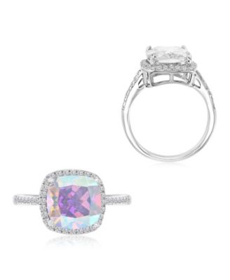 Aurora Borealis (9 ct. t.w.) & Cubic Zirconia (9.004 ct. t.w.) Halo Engagement Ring