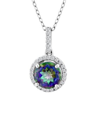 Diamond (0.15 ct. t.w.) and Mystic Green Halo Necklace