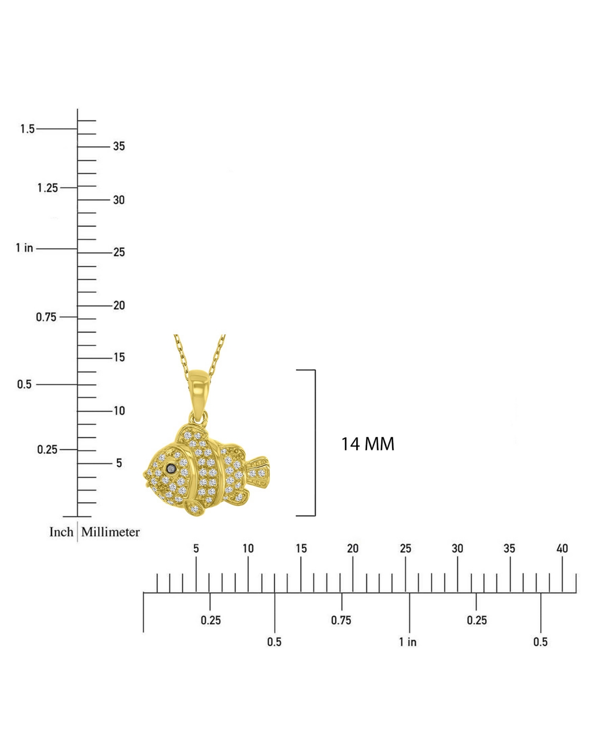 Macy's White Diamond (0.1 ct. t.w.) Fish Necklace in 10k Yellow Gold