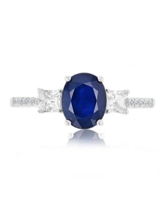 Diamond (0.054 ct. t.w.), Blue & White Sapphire (1.95 ct. t.w.) Ring in 14K White Gold