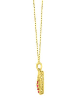 Created Ruby (0.4 ct. t.w.) Double Hearts Pendant Necklace in 10k Yellow Gold