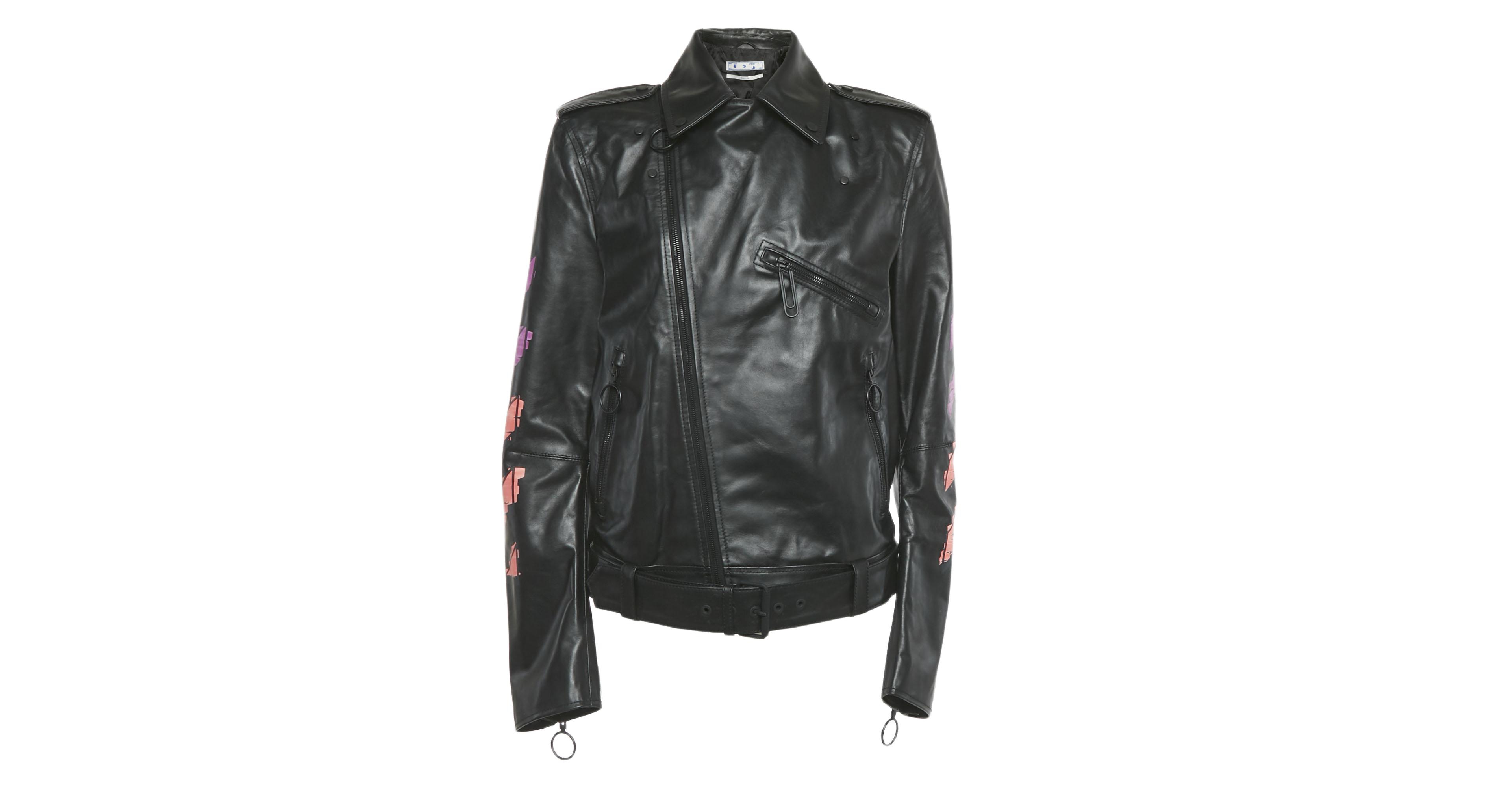 Pre-Owned Off-White Women's Black Arrow Painted Leather Jacket
