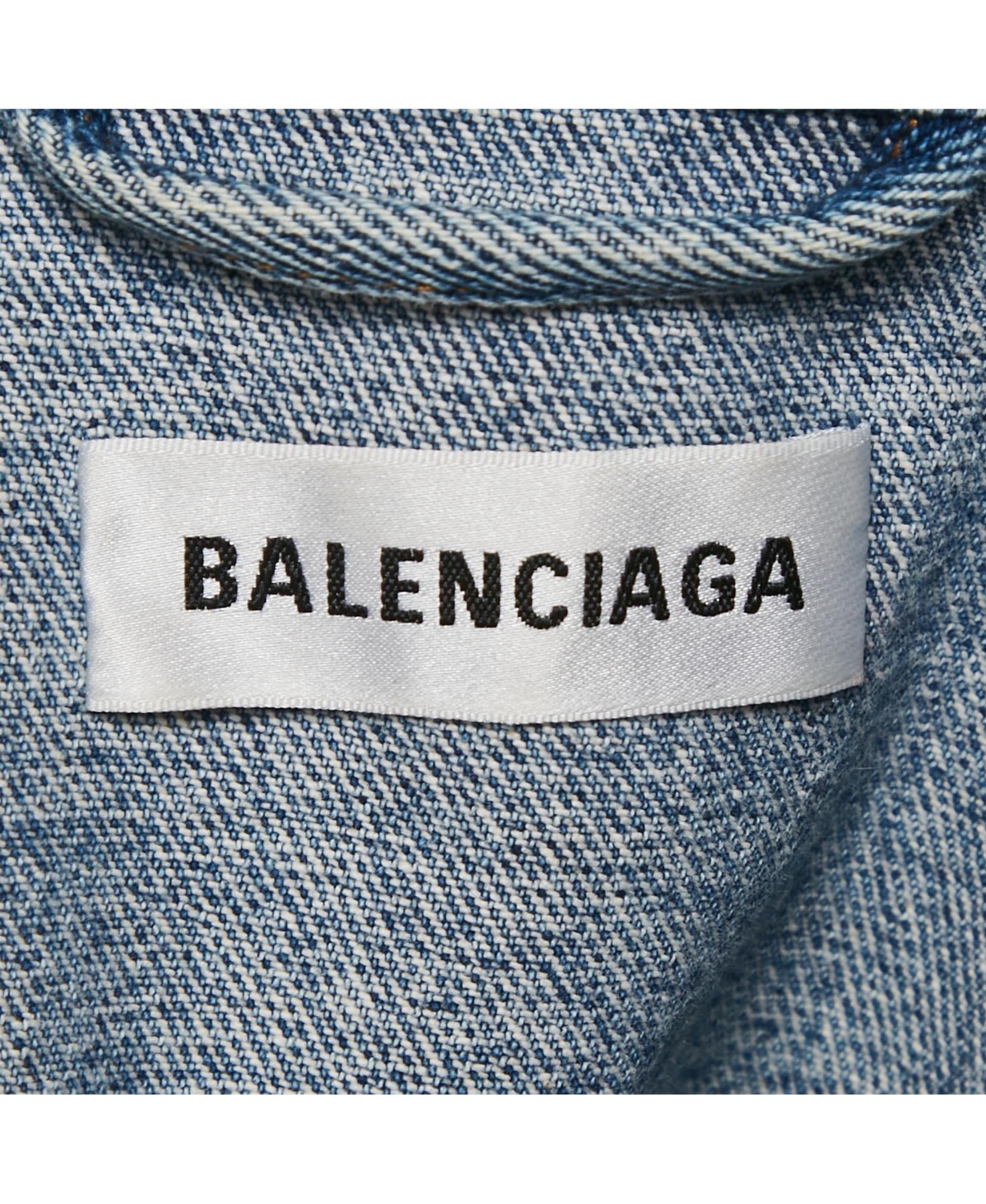 Pre-Owned Balenciaga Women's Blue Logo Print Denim Oversized Jacket
