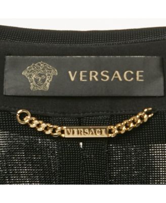 Women's Black Stretch Knit Medusa Hardware Detail Cropped Jacket