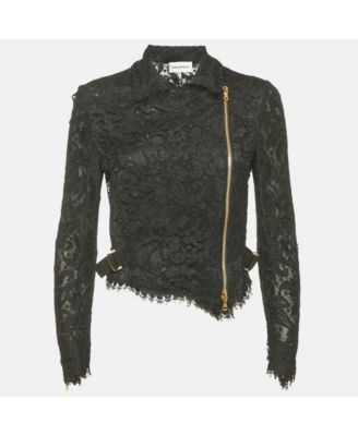 Women's Black Lace Zip-Up Jacket