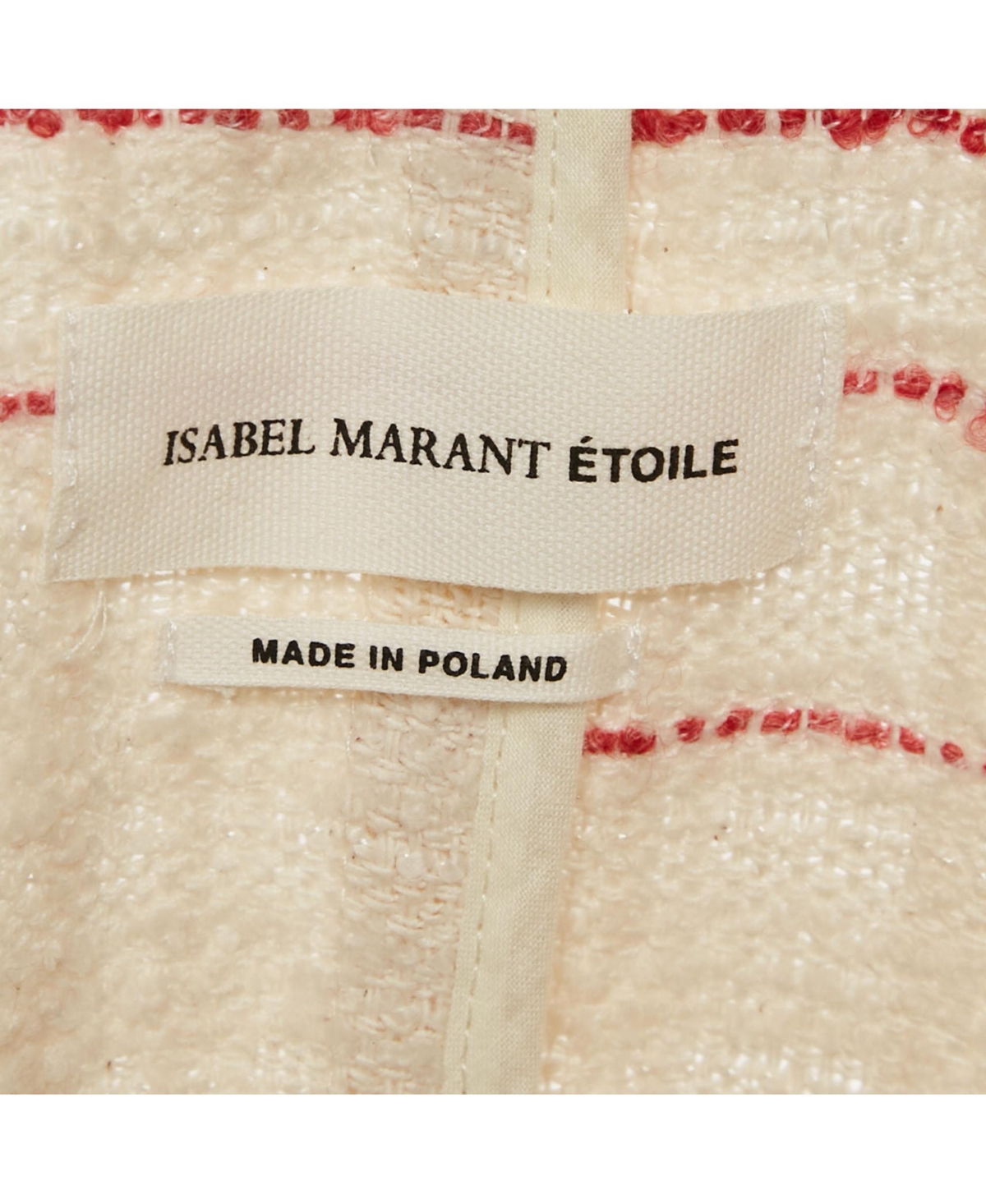 Pre-Owned Isabel Marant Women's Etoile Cream /red Striped Tweed Glenn Jacket